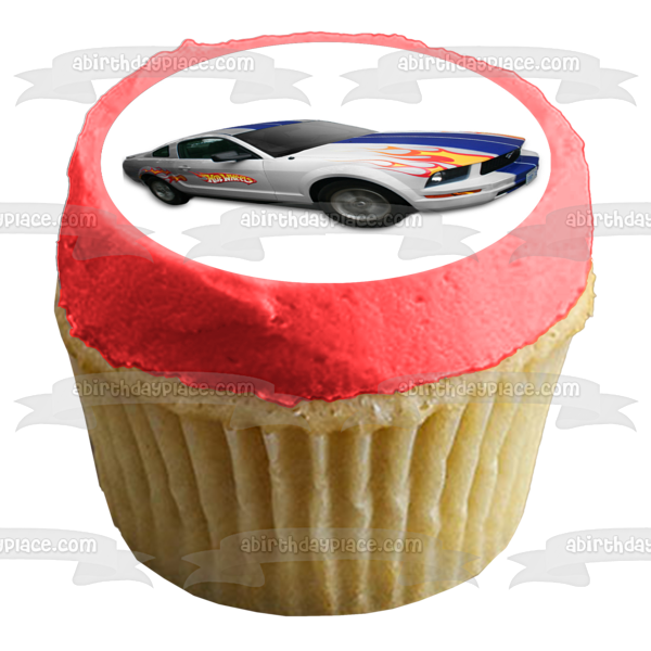 Imágenes de decoración comestible para cupcakes de Muscle Cars, verde, amarillo, azul y blanco, ABPID06375 