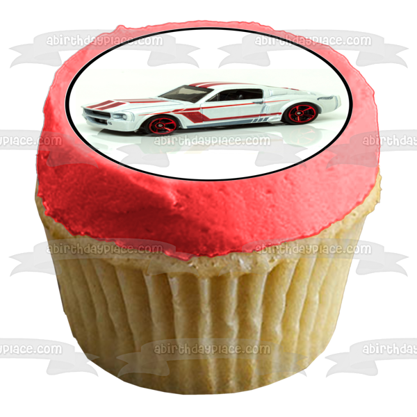 Imágenes de decoración comestible para cupcakes de Muscle Cars, verde, amarillo, azul y blanco, ABPID06375 