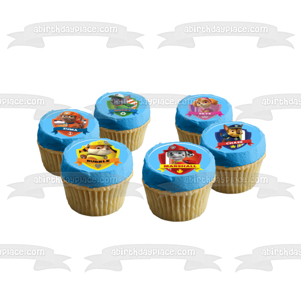 Paw Patrol Chase Everest Tracker Skye Zuma Marshall Rocky Ryder y Rubble Imágenes comestibles para cupcakes ABPID06393 