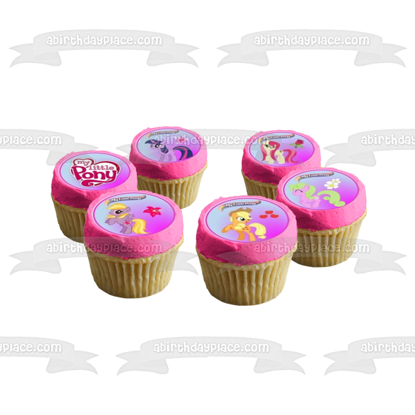 Imágenes comestibles para decoración de cupcakes de My Little Pony Rarity Fluttershy Rainbow Dash y Pinkie Pie ABPID06398 