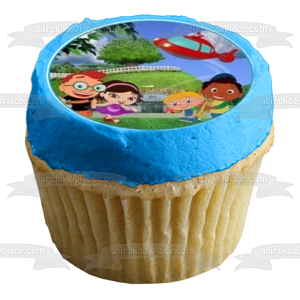 Little Einsteins Logo Spaceship Balloons Leo Annie June and Quincy with Spaceships and Balloons Edible Cupcake Topper Images ABPID06720