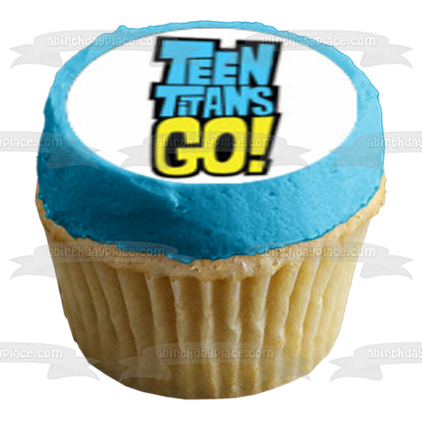 Teen Titans Go Logo Beast Boy Starfire Robin Cyborg y Raven Imágenes comestibles para cupcakes ABPID07022 