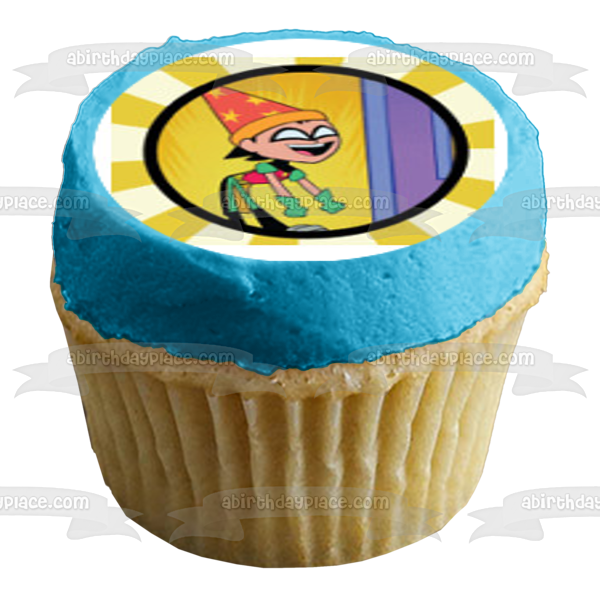 Teen Titans Go Logo Beast Boy Starfire Robin Cyborg y Raven Imágenes comestibles para cupcakes ABPID07022 