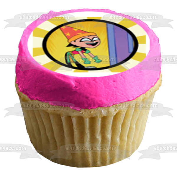 Teen Titans Go Logo Beast Boy Starfire Robin Cyborg y Raven Imágenes comestibles para cupcakes ABPID07022 