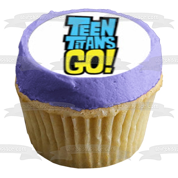 Teen Titans Go Logo Beast Boy Starfire Robin Cyborg y Raven Imágenes comestibles para cupcakes ABPID07022 