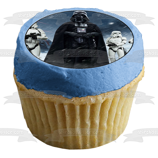 Logotipo de Star Wars Darth Vader Sable de luz y Storm Troopers Imágenes comestibles para cupcakes ABPID06773 