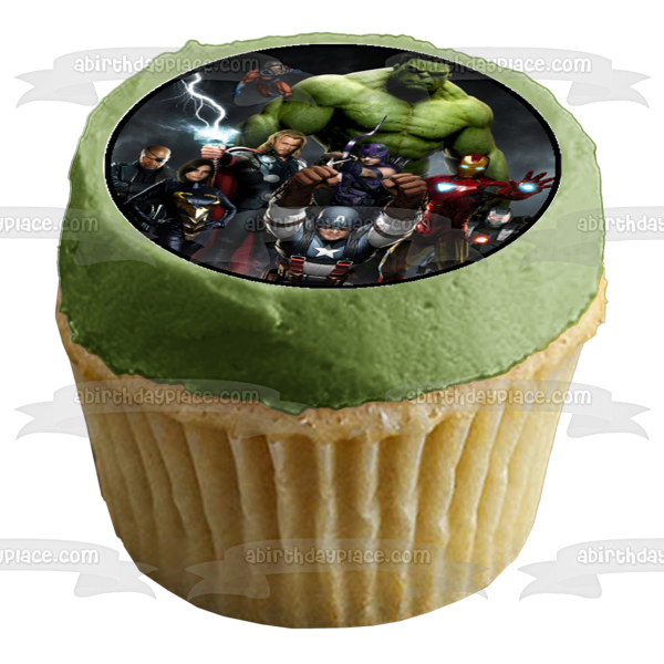 Avengers Captain America The Hulk Iron Man Thor and Black Widow Edible Cupcake Topper Images ABPID07070