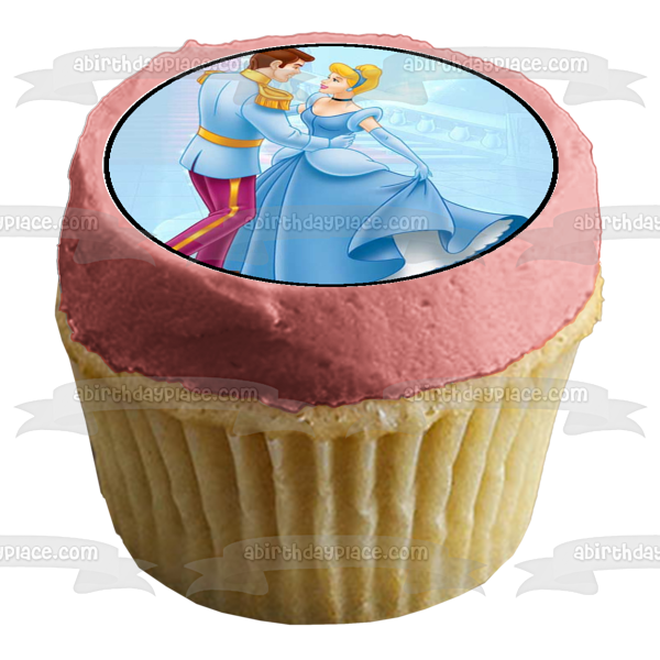 Cinderella Ball Gown Prince Charming and a Horse Drawn Carriage Edible Cupcake Topper Images ABPID06816