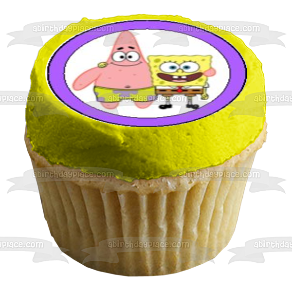 Imágenes de decoración comestible para cupcakes de Bob Esponja y Patricio en parte inferior del bikini ABPID06839 