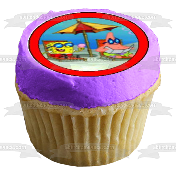 Imágenes de decoración comestible para cupcakes de Bob Esponja y Patricio en parte inferior del bikini ABPID06839 