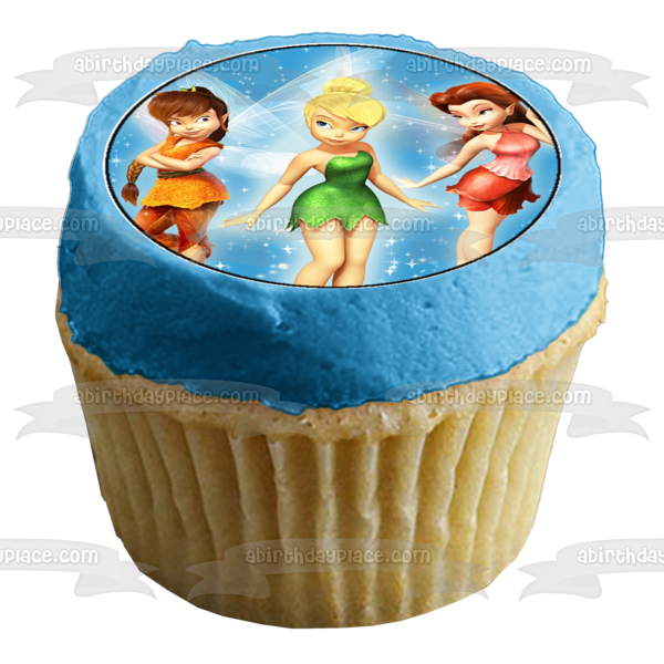 Tinkerbell Wings Flowers Fawn and Rosetta Edible Cupcake Topper Images ABPID07406