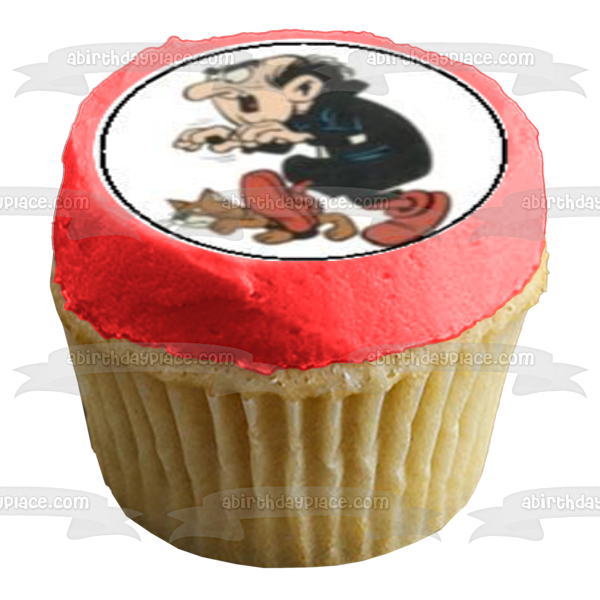 Los Pitufos Papa Pitufo Pitufina y Gargamel Imágenes comestibles para cupcakes ABPID07466 