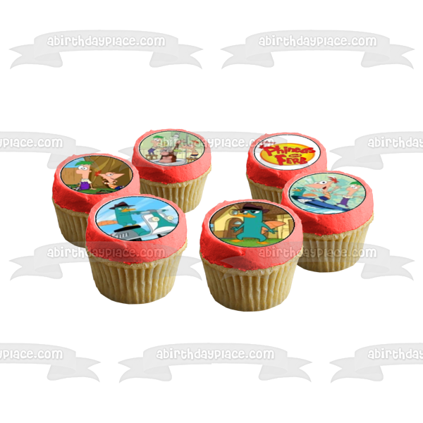 Phineas y Ferb Phineas Flynn Ferb Fletcher Perry el ornitorrinco y Candace Flynn Imágenes comestibles para cupcakes ABPID07468 