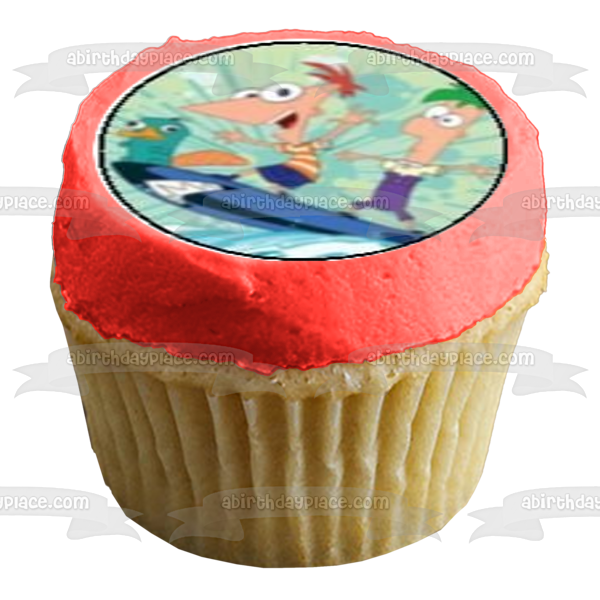 Phineas y Ferb Phineas Flynn Ferb Fletcher Perry el ornitorrinco y Candace Flynn Imágenes comestibles para cupcakes ABPID07468 