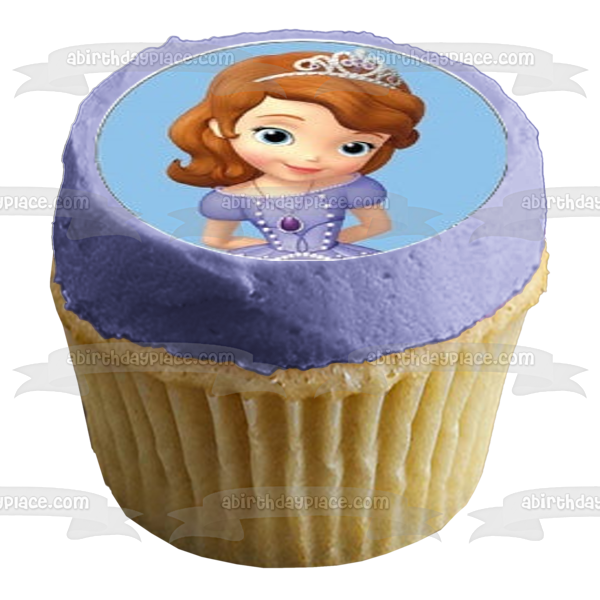 Sofia the First Ball Gown Tiara Edible Cupcake Topper Images ABPID07552