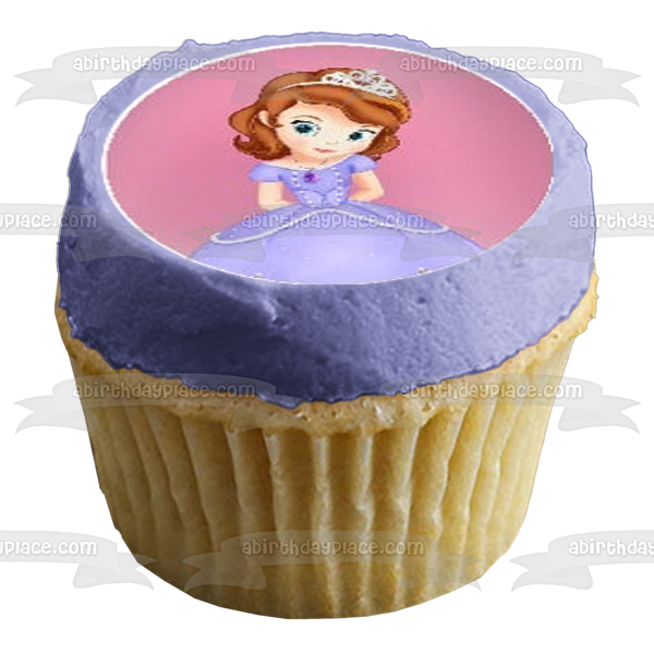 Sofia the First Ball Gown Tiara Edible Cupcake Topper Images ABPID07552