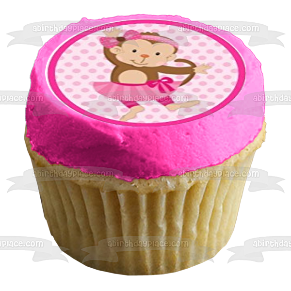 Cartoon Monkeys Girl Ballerina Tutu and Magic Wands Edible Cupcake Topper Images ABPID07200