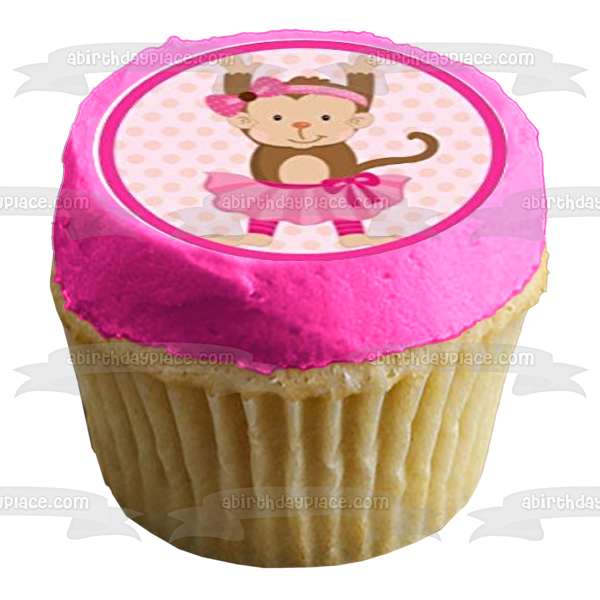 Imágenes de adorno comestible para cupcakes con tutú de bailarina y varitas mágicas de monos de dibujos animados ABPID07200 