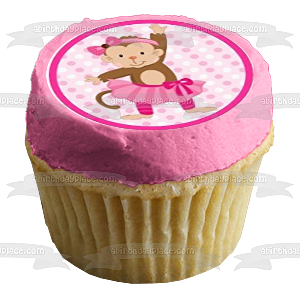 Cartoon Monkeys Girl Ballerina Tutu and Magic Wands Edible Cupcake Topper Images ABPID07200