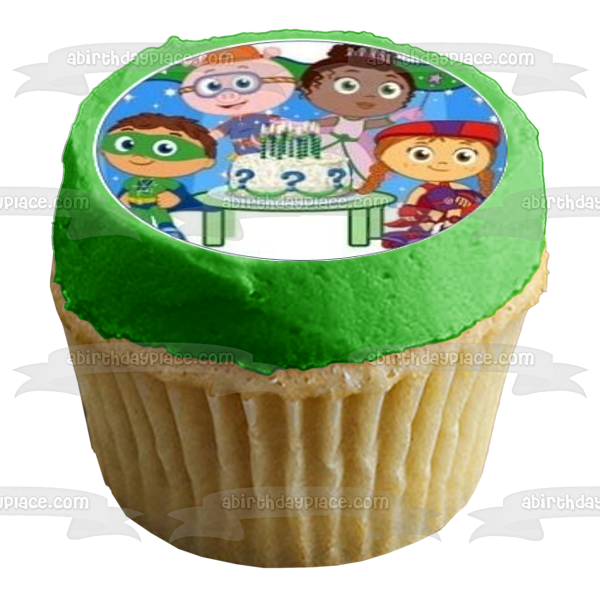 Super Why Feliz cumpleaños pastel piñata Whyatt cerdo y princesa guisante comestible Cupcake Topper imágenes ABPID07671 