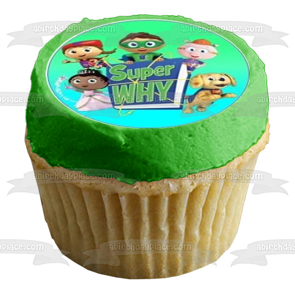 Super Why Feliz cumpleaños pastel piñata Whyatt cerdo y princesa guisante comestible Cupcake Topper imágenes ABPID07671 