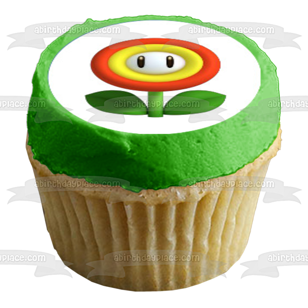 Super Mario Brothers Luigi Yoshi Toad Starman Princesa Peach y una estrella verde Imágenes comestibles para cupcakes ABPID07326 