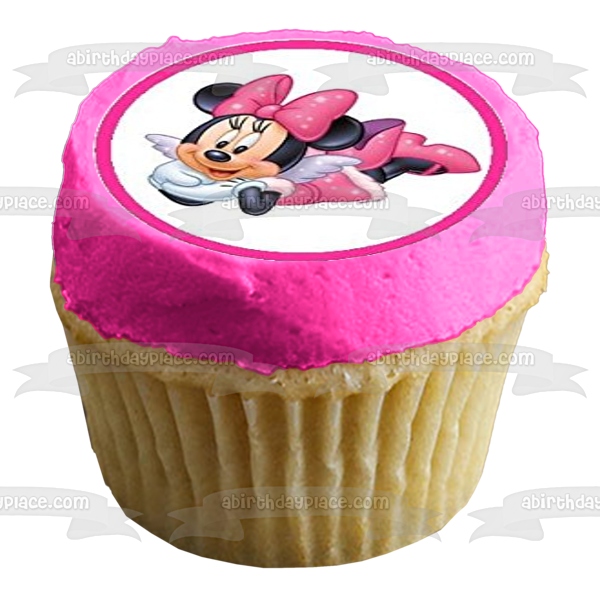 Minnie Mouse Hearts Hairbows Edible Cupcake Topper Images ABPID07362