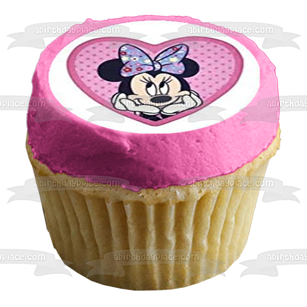 Minnie Mouse Hearts Hairbows Edible Cupcake Topper Images ABPID07362