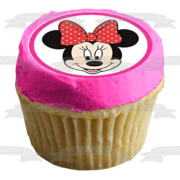 Minnie Mouse Hearts Hairbows Edible Cupcake Topper Images ABPID07362