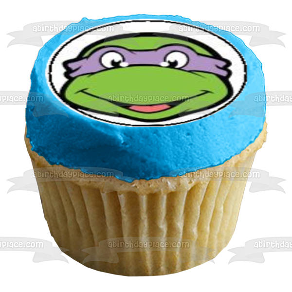 Logotipo de las Tortugas Ninja mutantes adolescentes Donatello Michaelangelo Leonardo y Raphael Tmnt Imágenes comestibles para cupcakes ABPID08073 