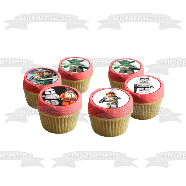 Imágenes comestibles para decoración de cupcakes de LEGO Star Wars Darth Vader Storm Trooper Yoda ABPID09033 