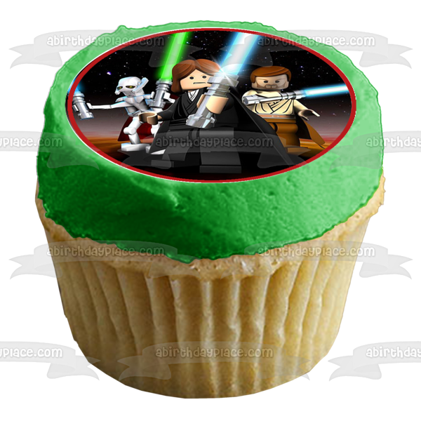 Imágenes comestibles para decoración de cupcakes de LEGO Star Wars Darth Vader Storm Trooper Yoda ABPID09033 