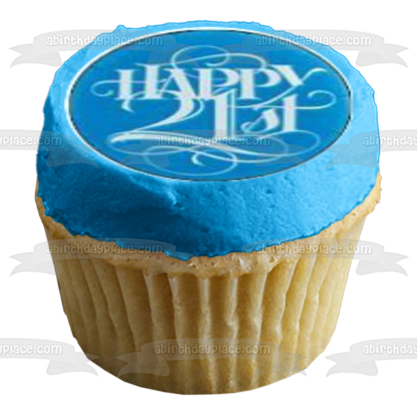 Happy 21st Birthday Boy Stars Edible Cupcake Topper Images ABPID08151