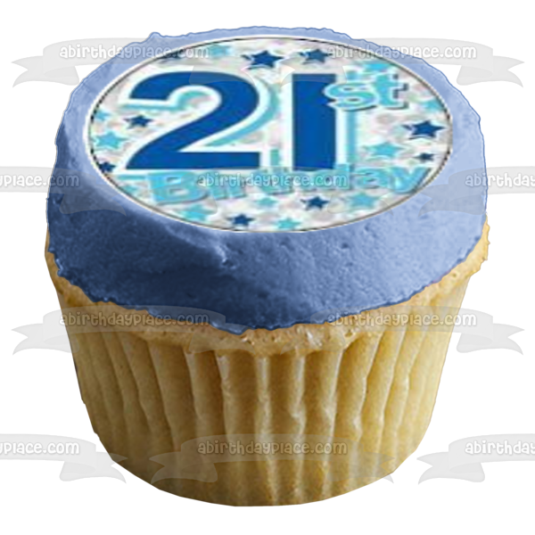 Happy 21st Birthday Boy Stars Edible Cupcake Topper Images ABPID08151