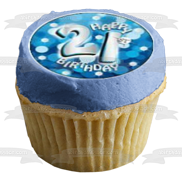 Happy 21st Birthday Boy Stars Edible Cupcake Topper Images ABPID08151