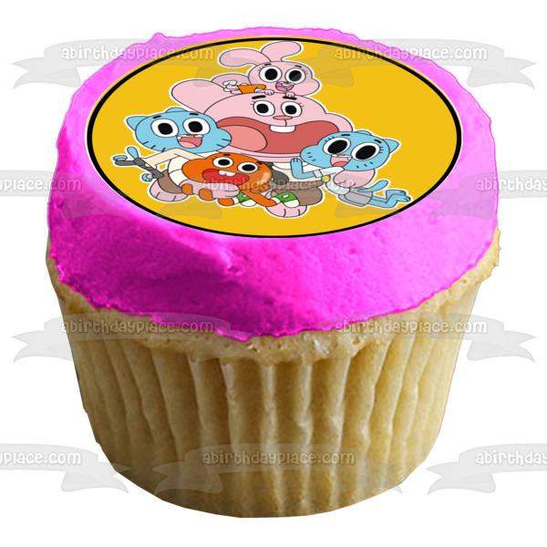 El asombroso mundo de Gumball Feliz cumpleaños Darwin Anais Richard Nicole Imágenes comestibles para cupcakes ABPID21863 