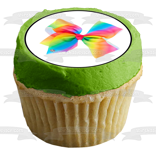 Jo Jo Siwa Bows Tye Dyed Verde Azul Rosa Púrpura Comestible Cupcake Topper Imágenes ABPID21924 