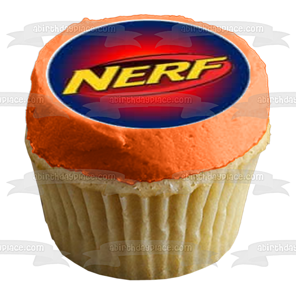 Happy NERF Day NERF Guns Darts Target Edible Cupcake Topper Images ABPID22137