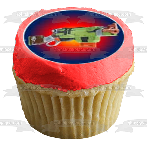 Happy NERF Day NERF Guns Darts Target Edible Cupcake Topper Images ABPID22137