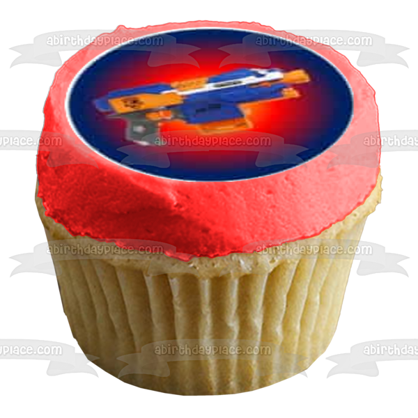 Happy NERF Day NERF Guns Darts Target Edible Cupcake Topper Images ABPID22137