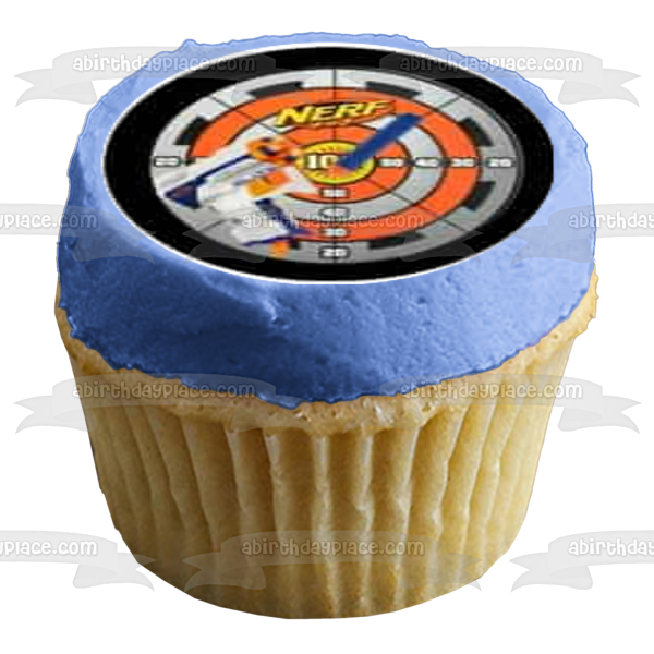 Happy NERF Day NERF Guns Darts Target Edible Cupcake Topper Images ABPID22137