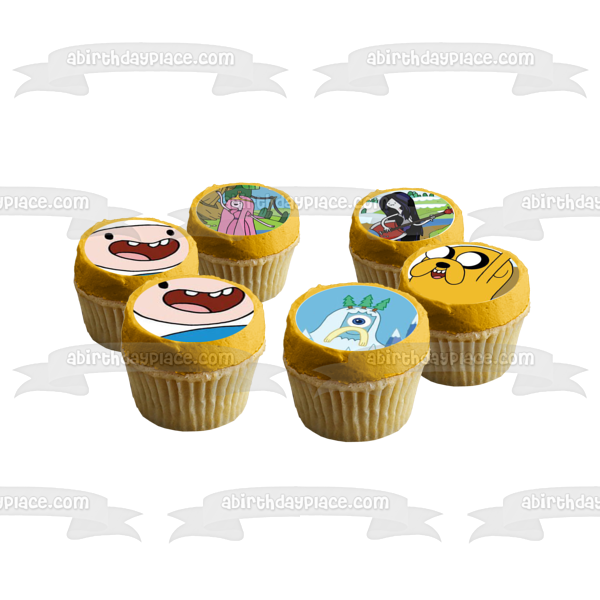 Adventure Time Finn Jake the Dog Princess Bubblegum Ice King Marceline Edible Cupcake Topper Images ABPID14781