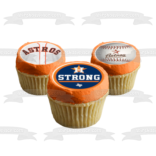 Houston Astros Logos MLB Major League Baseball Edible Cupcake Topper Images ABPID27580