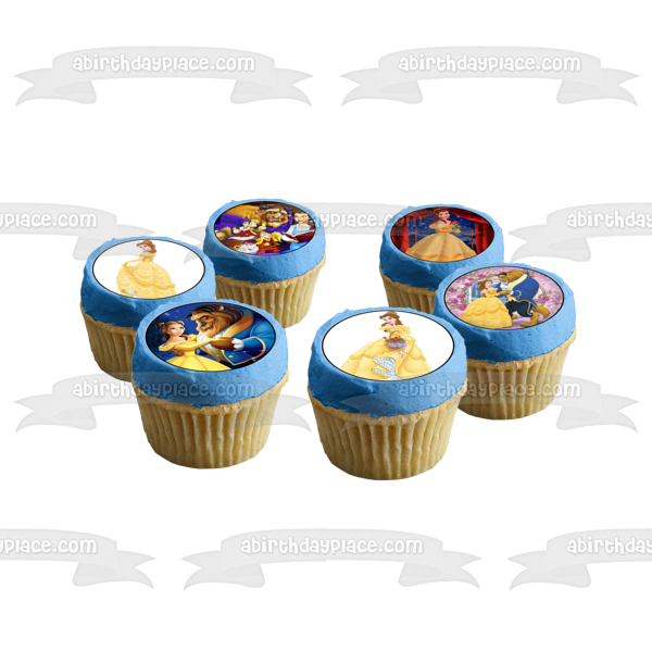 Disney Beauty and the Beast Dancing Belle Ball Gown Edible Cupcake Topper Images ABPID27597