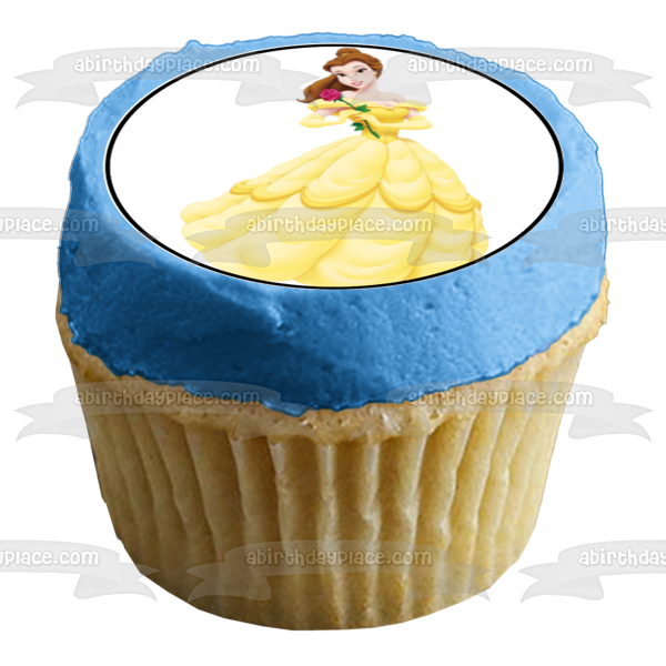 Disney Beauty and the Beast Dancing Belle Ball Gown Edible Cupcake Topper Images ABPID27597