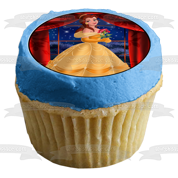 Disney Beauty and the Beast Dancing Belle Ball Gown Edible Cupcake Topper Images ABPID27597