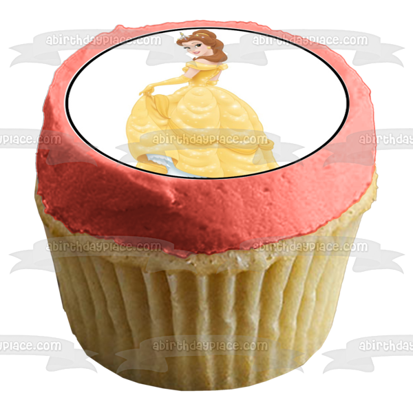 Disney Beauty and the Beast Dancing Belle Ball Gown Edible Cupcake Topper Images ABPID27597