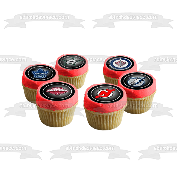 NHL National Hockey League Logos New York Rangers Toronto Maple Leafs New Jersey Devils Edible Cupcake Topper Images ABPID27603