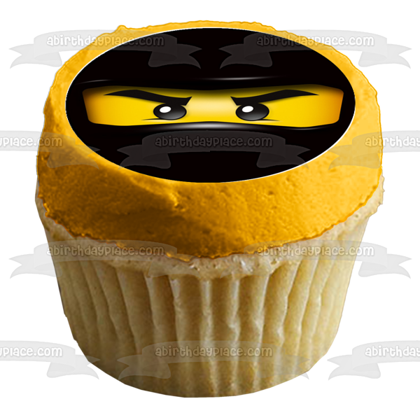 Imágenes decorativas comestibles para cupcakes con caras de Ninga Negra LEGO Ninjago ABPID49579 