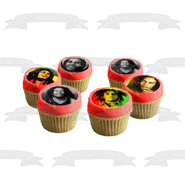 Imágenes variadas de Bob Marley, adornos comestibles para cupcakes, imágenes ABPID49817 